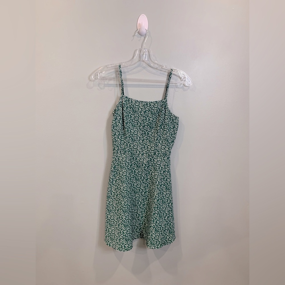 SHEIN Green Sleeveless Sundress with Square Neck